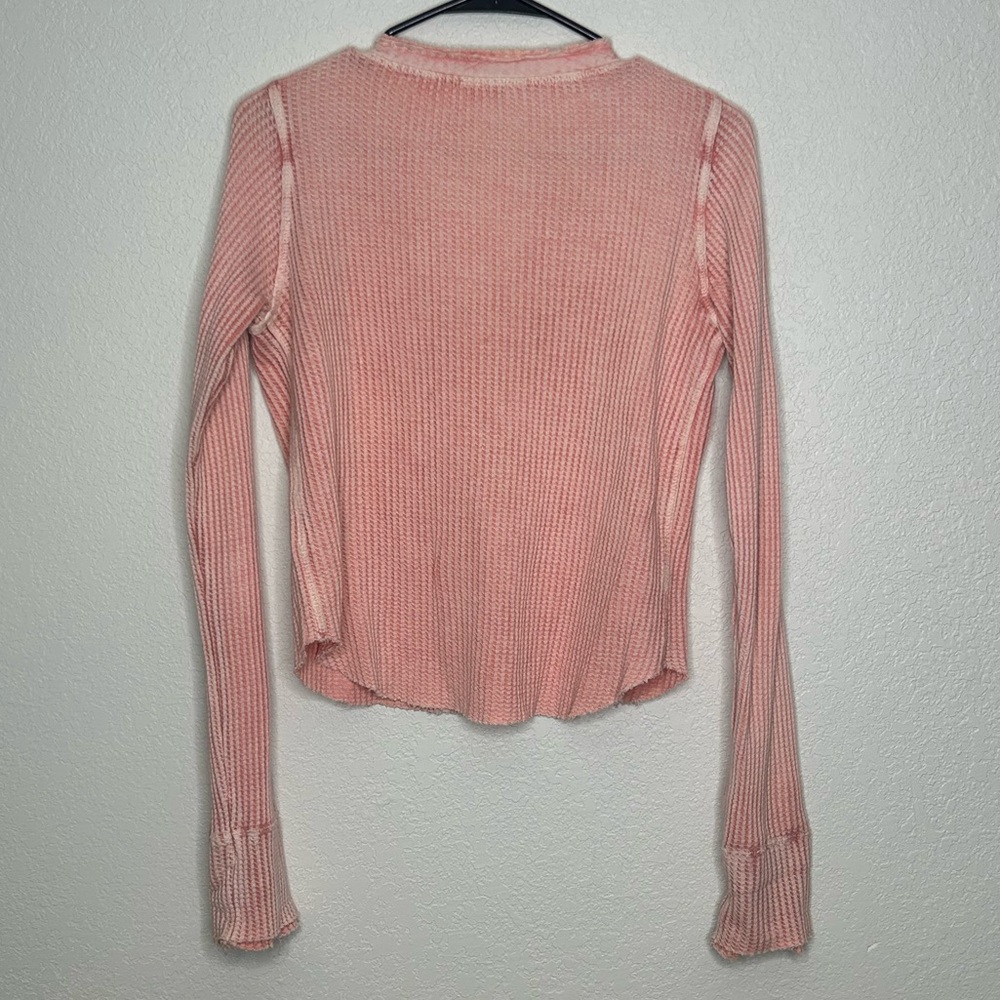 Free People One Colt Pink Ribbed Henley Thermal Top - Picture 9 of 10